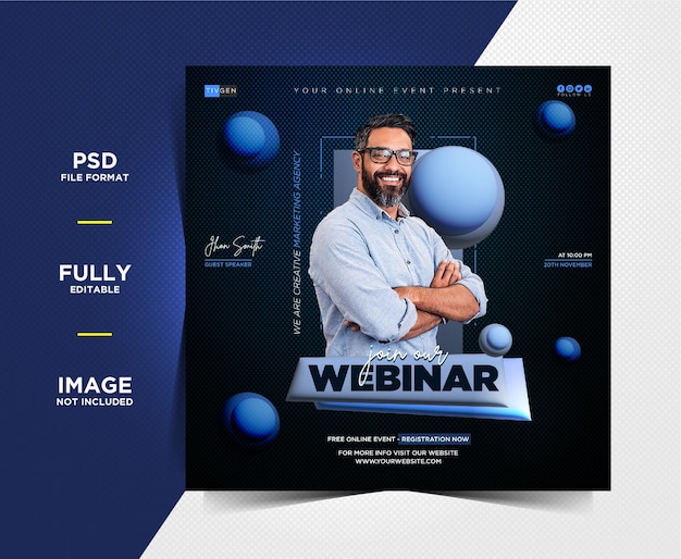 PSD webinar ao vivo de marketing digital criativo e modelos de postagem de mídia social corporativa