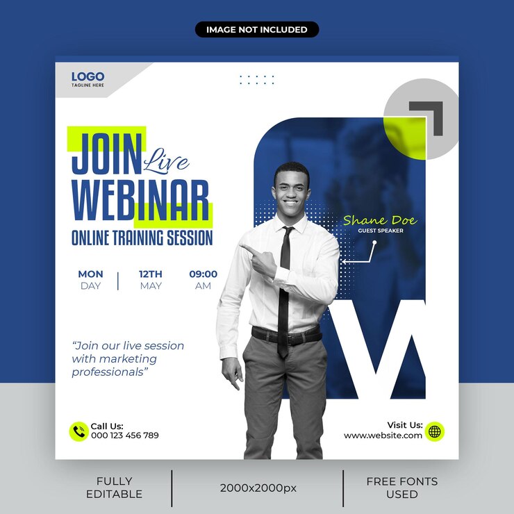 PSD webinar ao vivo de marketing digital e modelo de postagem de mídia social corporativa