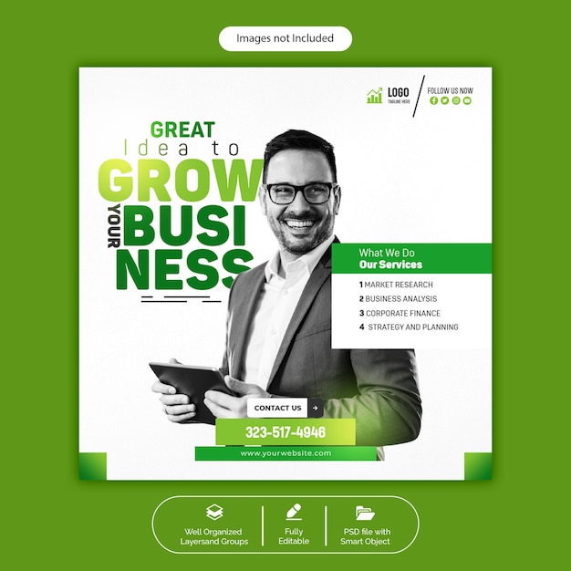 Webinar ao vivo de marketing digital PSD e modelo de postagem de banner de mídia social corporativa