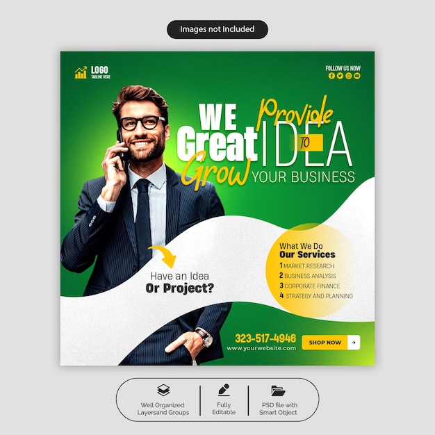 Webinar ao vivo de marketing digital PSD e modelo de postagem de banner de mídia social corporativa