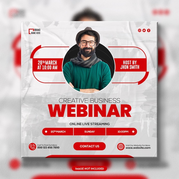 Webinar aziendale dal vivo e modello di post sui social media aziendali