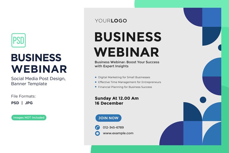 PSD webinar aziendale mindset imprenditoriale workshop banner design template