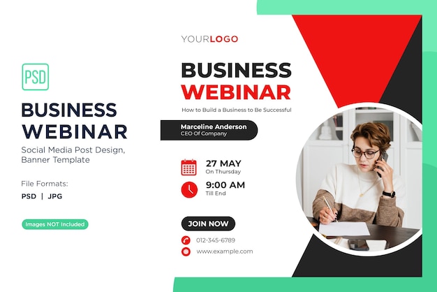 Webinar aziendale Mindset imprenditoriale Workshop Banner Design Template