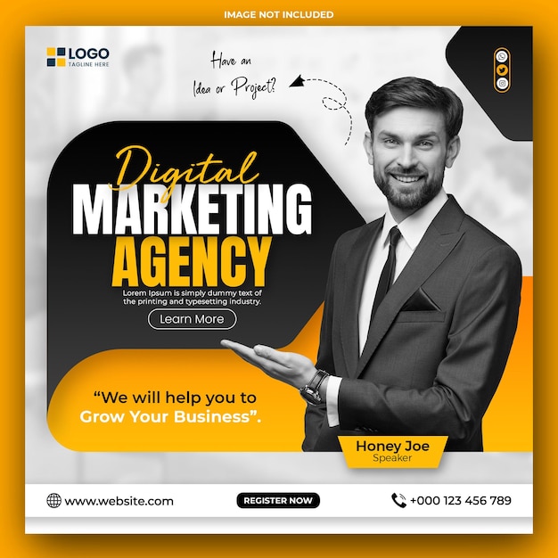 Webinar dal vivo dell'agenzia di marketing digitale e modello di post sui social media aziendali