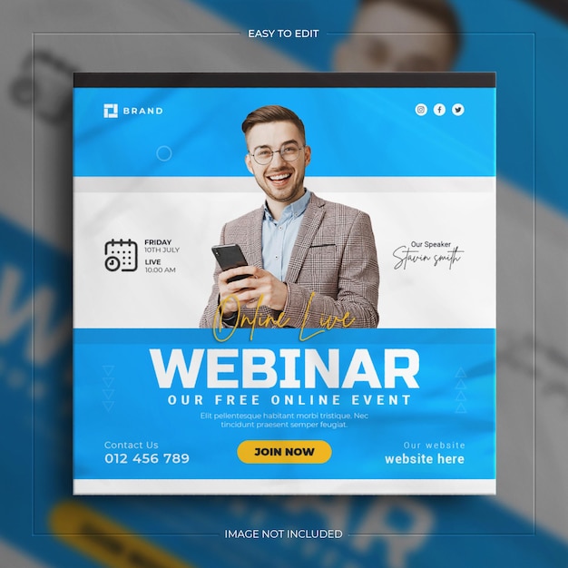 Webinar dal vivo di affari aziendali e post sui social media della storia di Instagram di marketing digitale