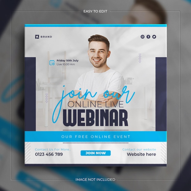 Webinar dal vivo di affari aziendali e post sui social media della storia di Instagram di marketing digitale