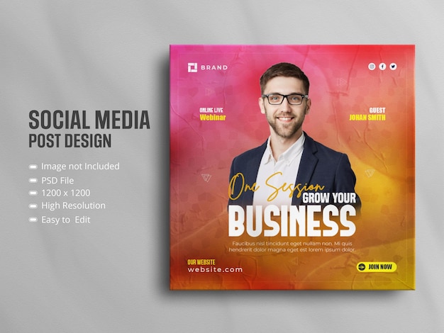 Webinar dal vivo sul marketing digitale e post sui social media aziendali minimi
