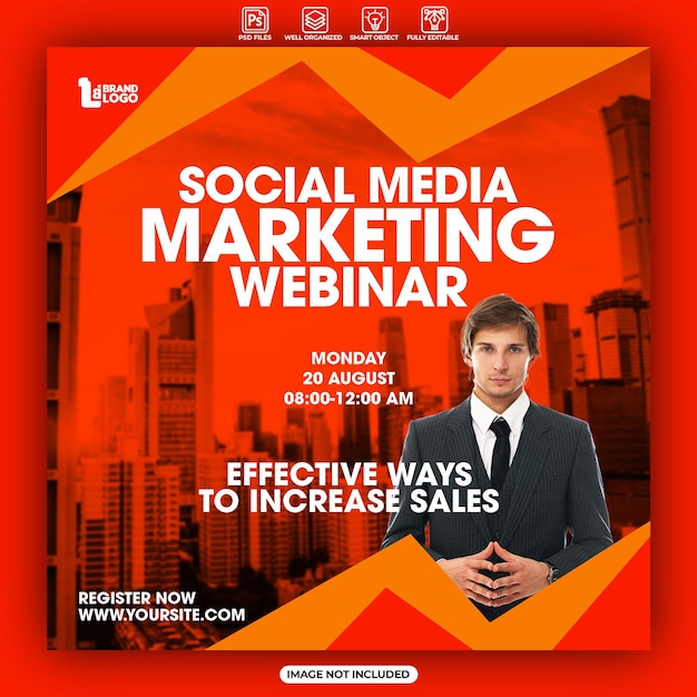 Webinar de marketing de mídia social banner de mídia social ou modelo de postagem no instagram