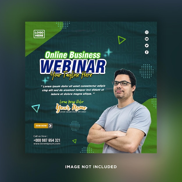 PSD webinar de marketing digital ao vivo e post de mídia social corporativa ou banner de modelo