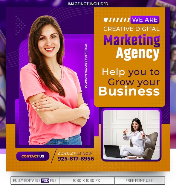 Webinar de marketing digital Flyer e publicidade conferência de negócios modelo de postagem de mídia social