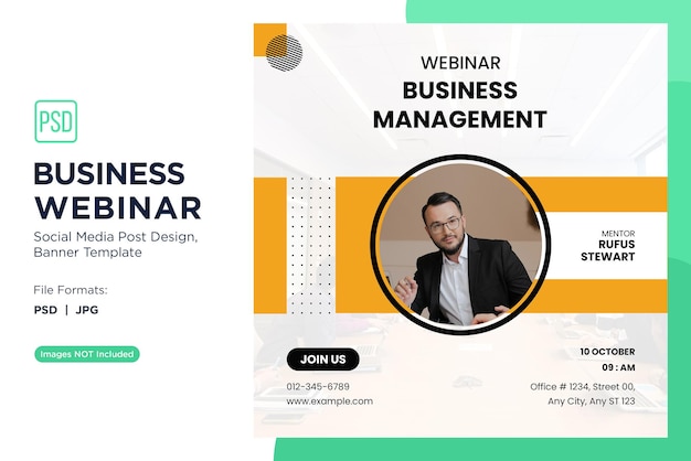 PSD webinar de negócios mindset empresarial workshops banner design template