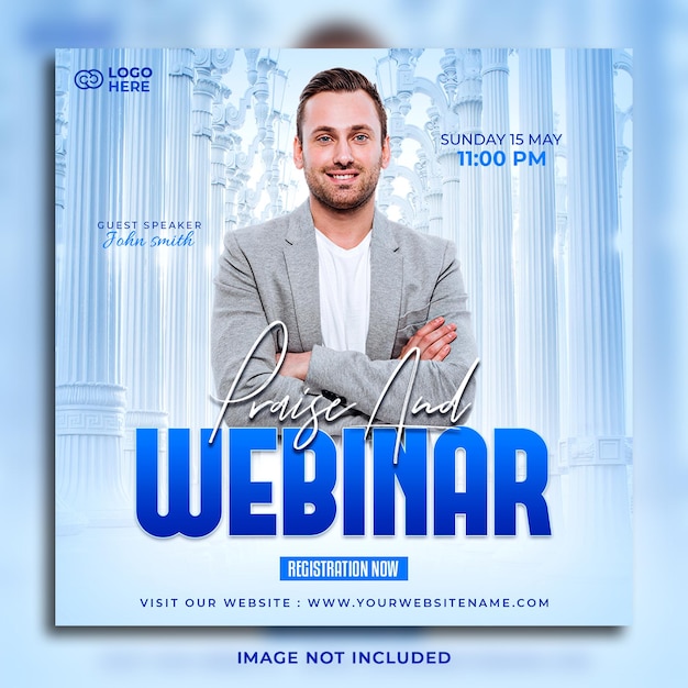Webinar de negócios on-line, mídias sociais e modelo de postagem no Instagram