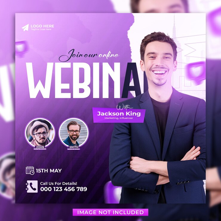 PSD webinar de negócios on-line, mídias sociais e modelo de postagem no instagram
