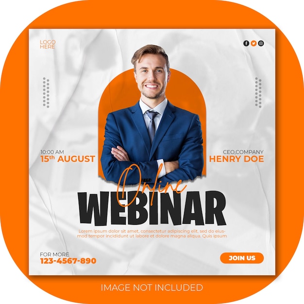Webinar di marketing digitale online e post sui social media aziendali