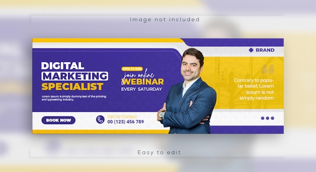 Webinar für digitales Marketing Webbanner für Online-Business-Konferenzen und Design von Facebook-Cover-Vorlagen