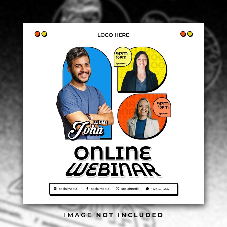PSD webinar in stile comico modello di post sui social media