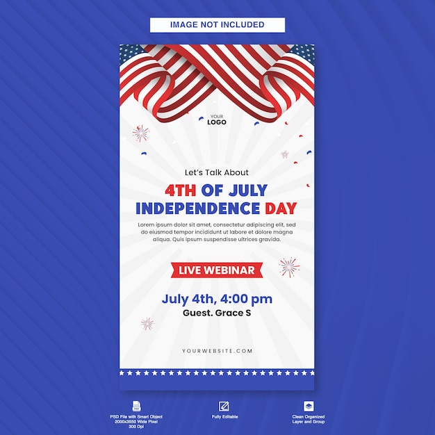 Webinar-Instagram-Geschichten-Vorlage für die amerikanische Feier des 4. Juli