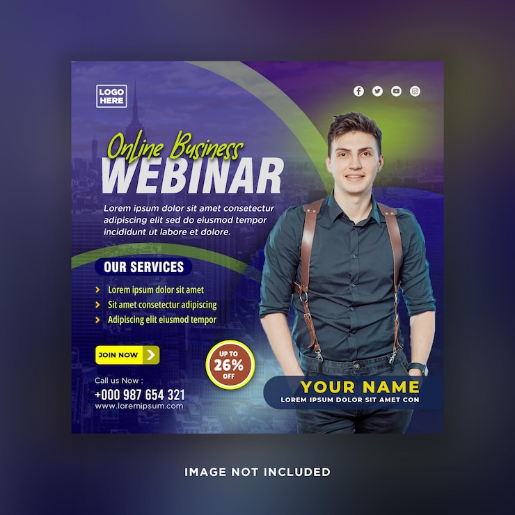 PSD webinar langsung pemasaran digital dan postingan media sosial perusahaan atau banner templat