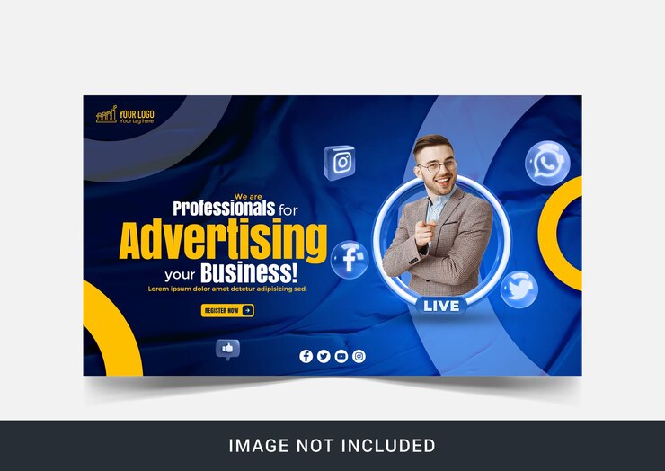 Webinar live di marketing digitale e modello di post sui social media aziendali