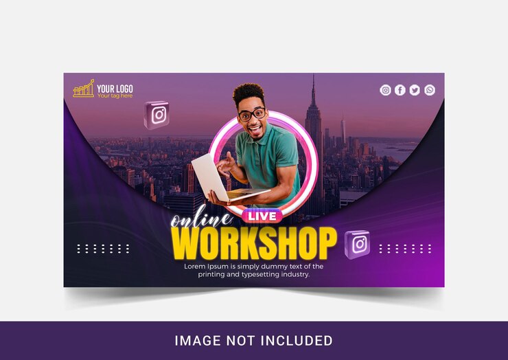 Webinar live di marketing digitale e modello di post sui social media aziendali