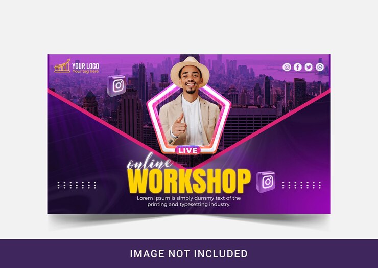 Webinar live di marketing digitale e modello di post sui social media aziendali