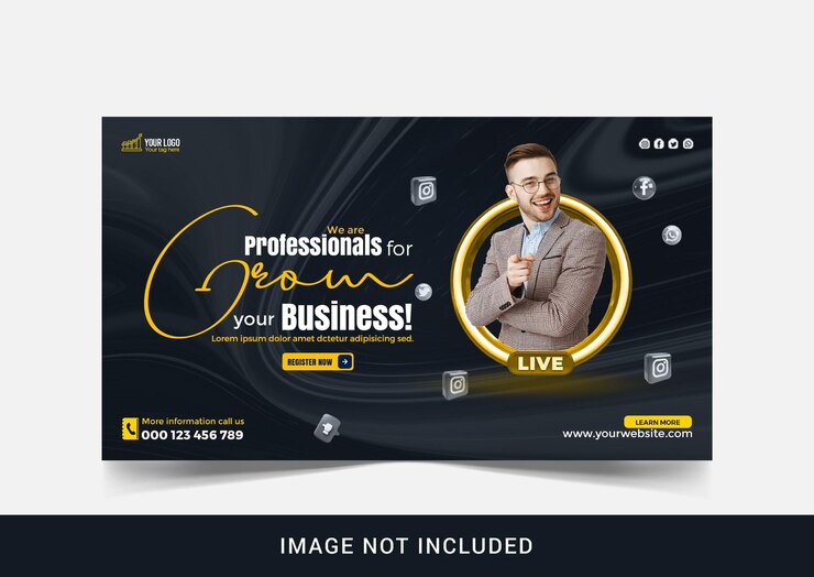 Webinar live di marketing digitale e modello di post sui social media aziendali
