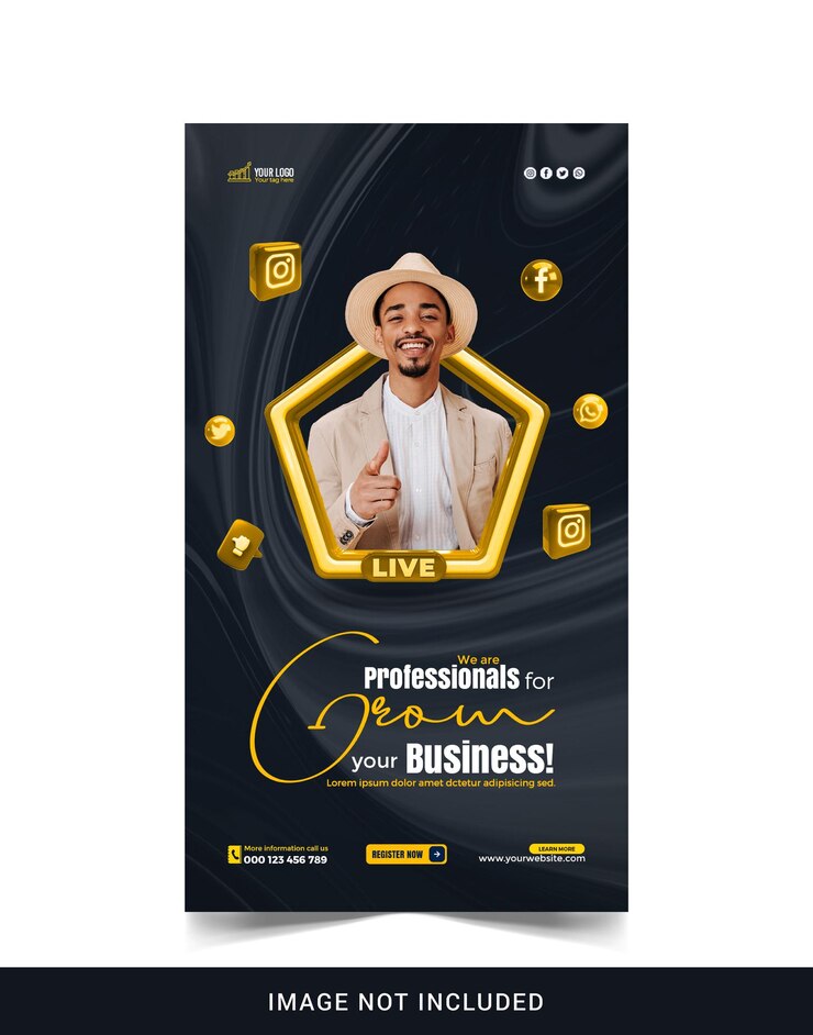 Webinar live di marketing digitale e modello di post sui social media aziendali