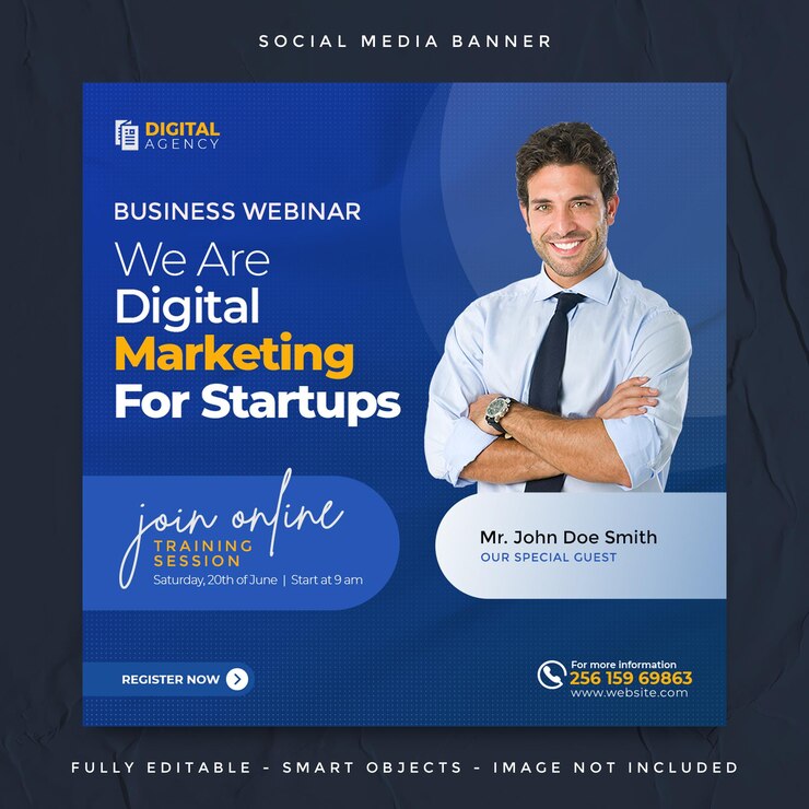 Webinar live di marketing digitale e post sui social media aziendali