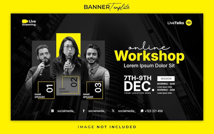 PSD webinar modello di workshop per i banner dei social media