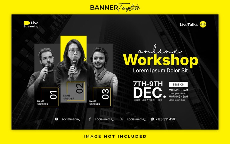 PSD webinar modello di workshop per i banner dei social media