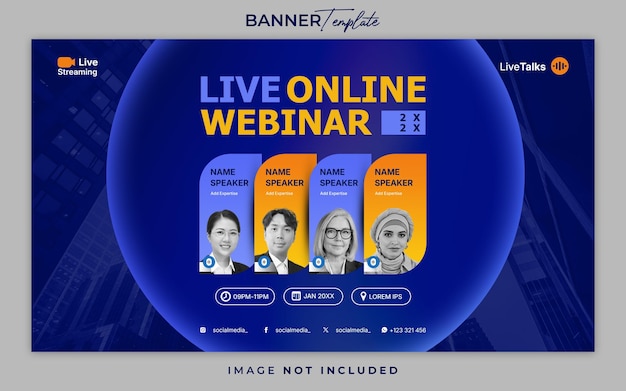 Webinar Modelo de banner de mídia social de oficina