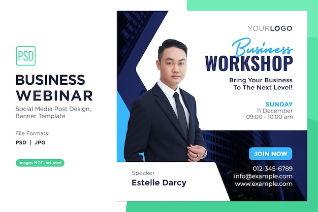 Webinar de negocios Talleres de mentalidad emprendedora Plantilla de diseño de banner