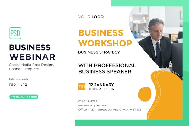 PSD webinar de negocios talleres de mentalidad emprendedora plantilla de diseño de banner