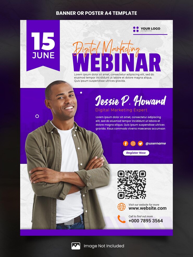 PSD webinar poster de marketing numérique a4 ou modèle de bannière