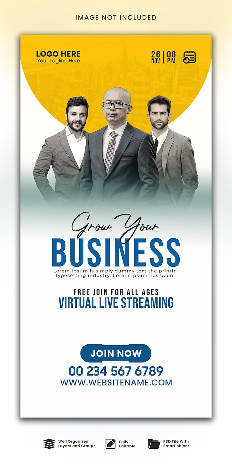 PSD webinar en vivo de idea de negocio creativa y plantilla de banner web corporativo