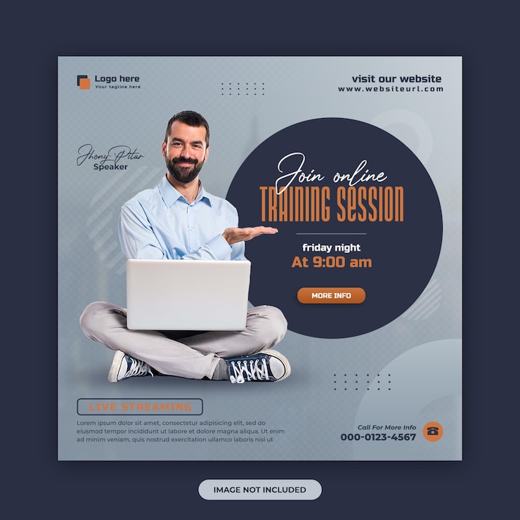 PSD webinar en vivo de marketing digital y publicación de redes sociales corporativas y plantilla de diseño de banner web