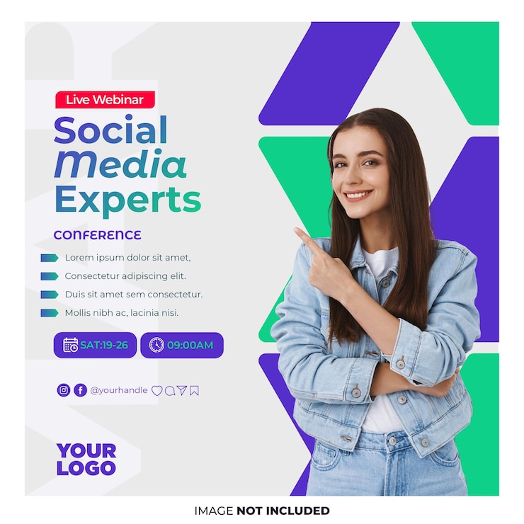 PSD webinar en vivo sobre marketing digital y plantillas de publicaciones en las redes sociales corporativas