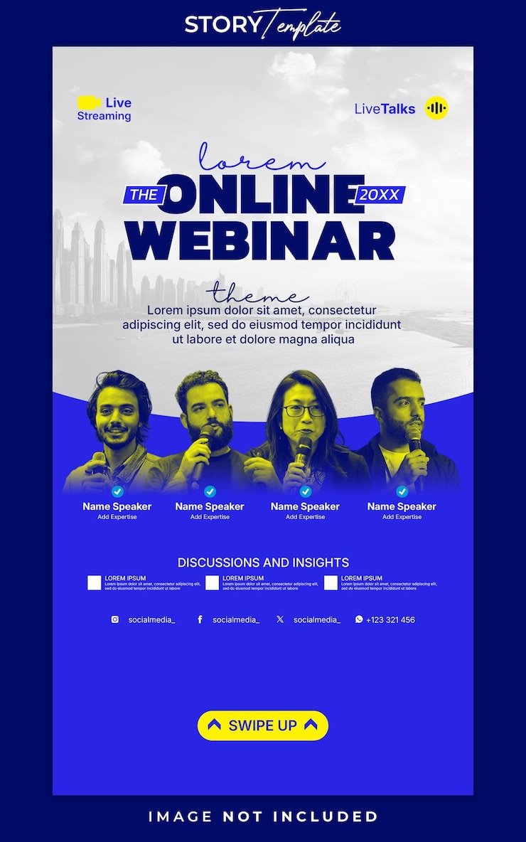 PSD webinar-workshop mit vorlagen für social-media-geschichten