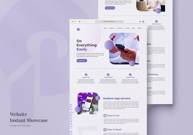 Website instant showcase mockup isoliert