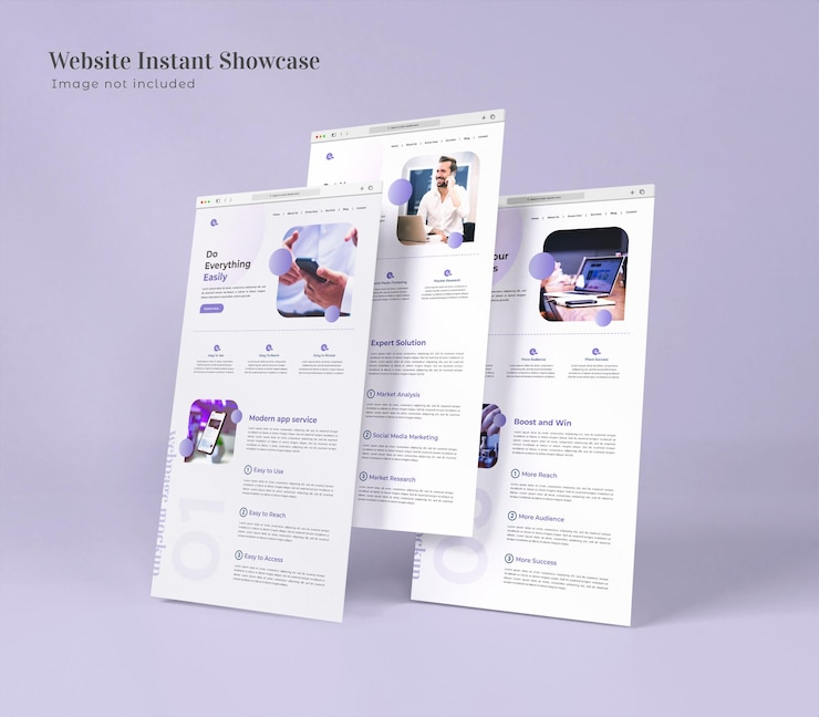 PSD website instant showcase mockup isoliert