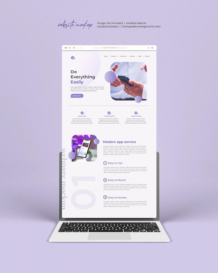 PSD website instant showcase mockup isoliert