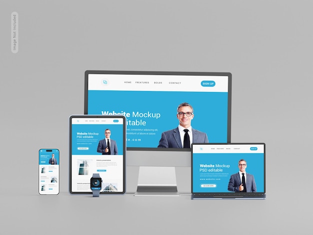 Website landing page presentation mockup