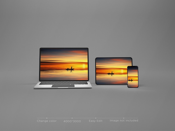 PSD website-mockup für geräteübergreifende responsive geräte