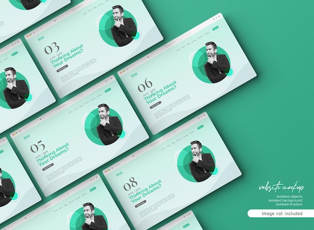 Website-Mockup-Präsentation 3d gerendert isoliert