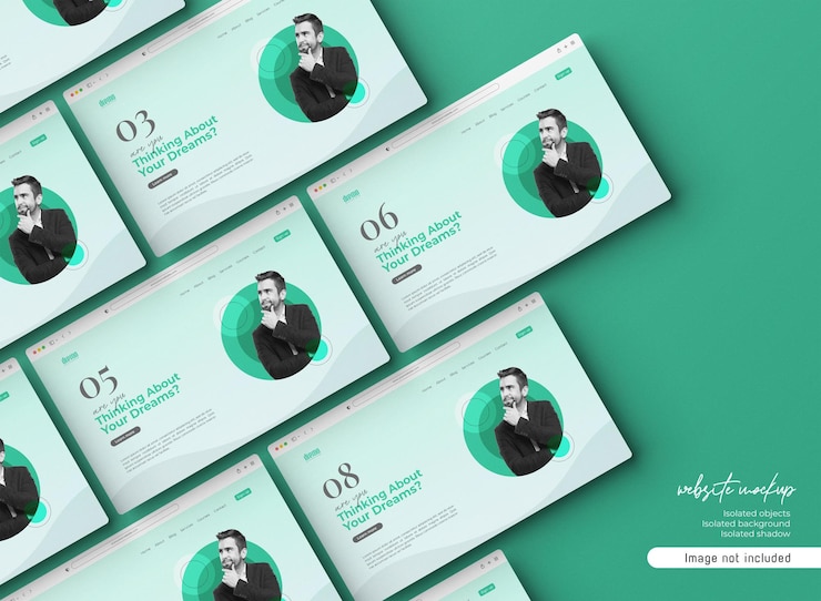 Website-Mockup-Präsentation 3d gerendert isoliert