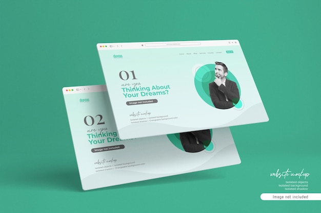 Website-Mockup-Präsentation 3d gerendert isoliert