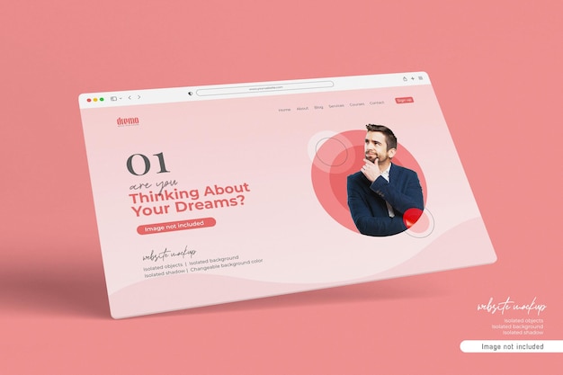 Website-Mockup-Präsentation 3d gerendert isoliert