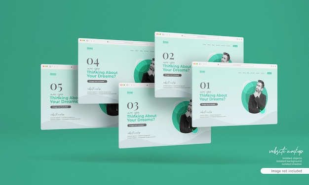 Website-Mockup-Präsentation 3d gerendert isoliert