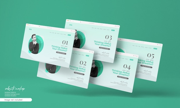 Website-Mockup-Präsentation 3d gerendert isoliert