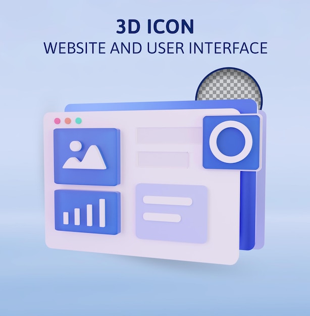 PSD website und benutzeroberfläche dashboard 3d-darstellung